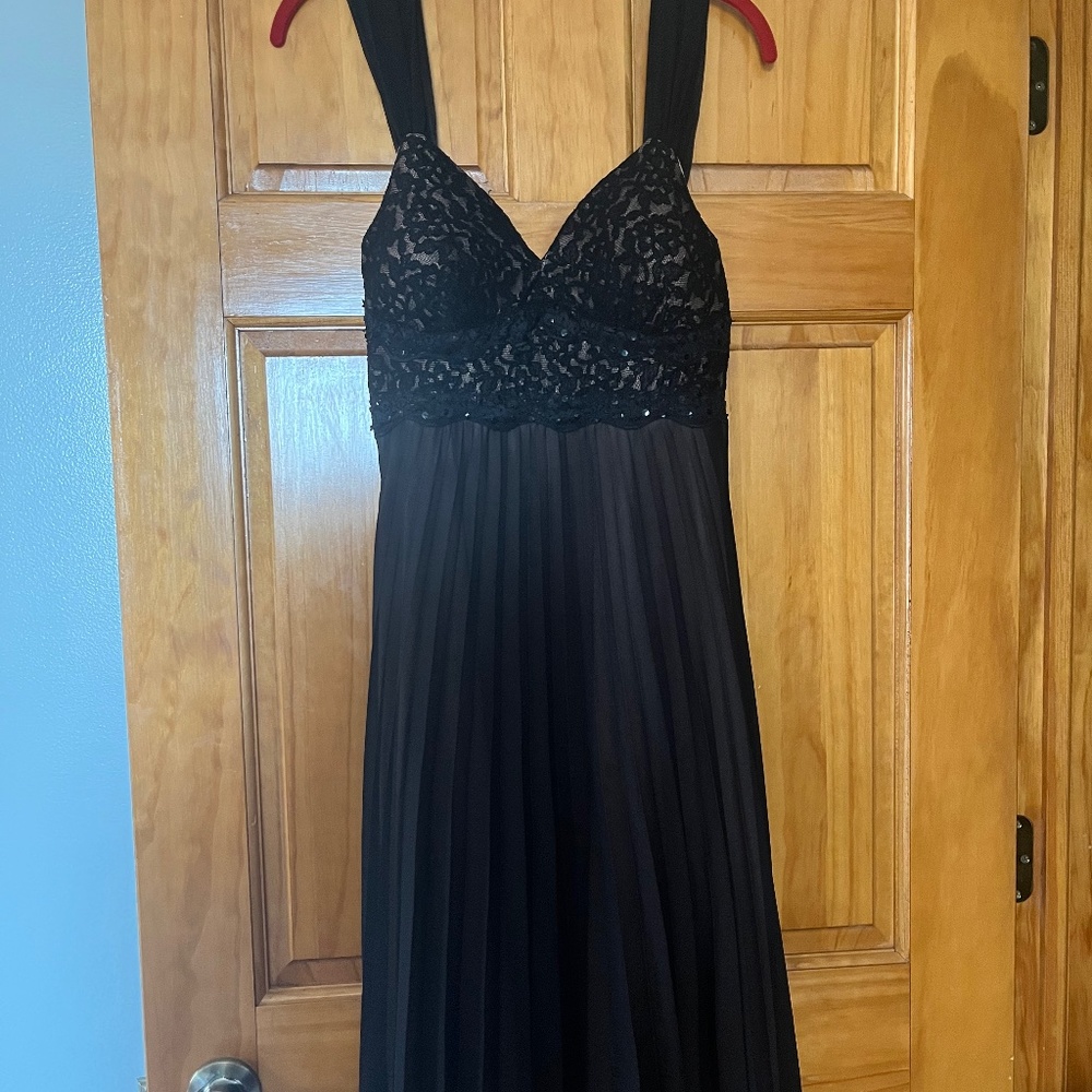 Black chiffon and sequin cocktail dress